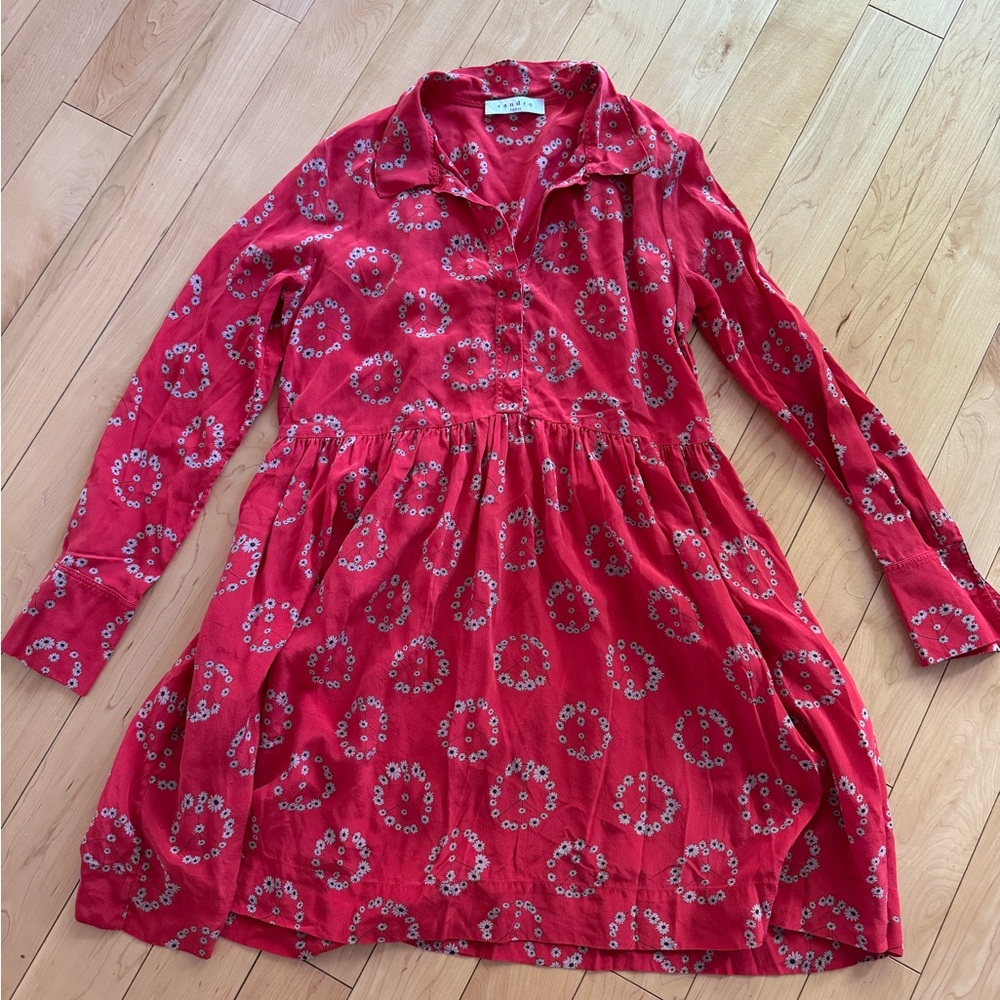 Sandro Cherry Blossom Print Shirt silk